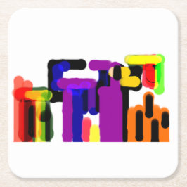 Posavasos Cuadrado De Papel Otoño del gato negro