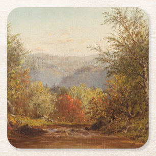 Posavasos Cuadrado De Papel Otoño en la Catalidad - Charles W. Knapp