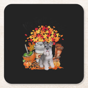 Posavasos Cuadrado De Papel otoño yall schnauzer dog halloween thanksending