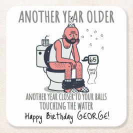 Posavasos Cuadrado De Papel "Otro año mayor", regalo de cumpleaños divertido