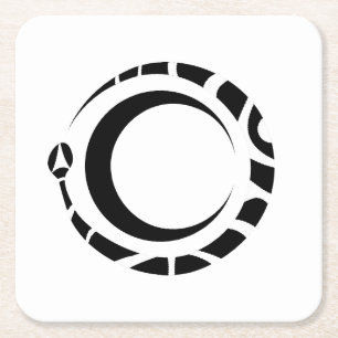 Posavasos Cuadrado De Papel ouroboros y luna