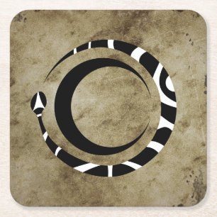 Posavasos Cuadrado De Papel ouroboros y luna