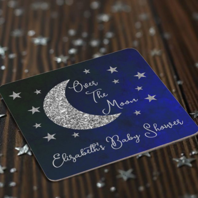 Posavasos Cuadrado De Papel Over The Moon Baby Shower (Subido por el creador)
