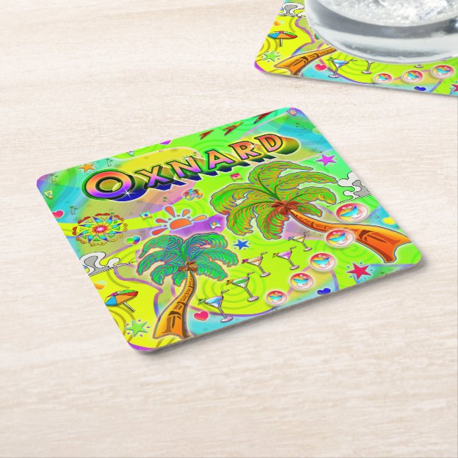 Posavasos Cuadrado De Papel Oxnard Mind Focus Coaster (En perspectiva)
