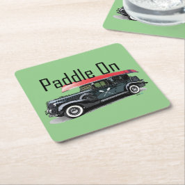 Posavasos Cuadrado De Papel Paddle En Diseño De Coche Clásico - Montura Cuadra