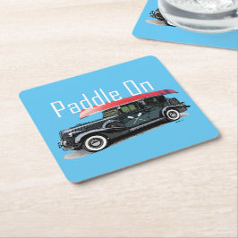 Posavasos Cuadrado De Papel Paddle En Diseño De Coche Clásico - Montura Cuadra