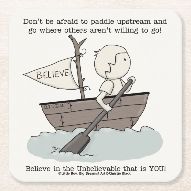 Posavasos Cuadrado De Papel Paddle Upstream (Anverso)