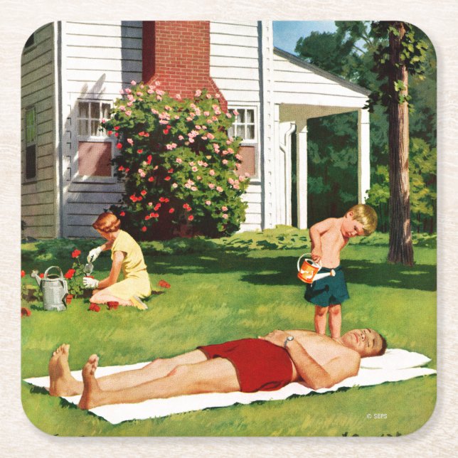 Posavasos Cuadrado De Papel Padres rivalizadores (Anverso)