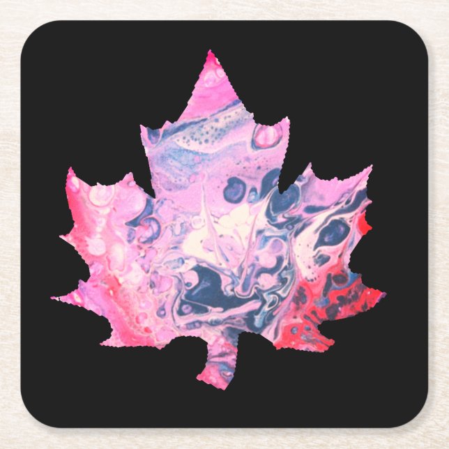 Posavasos Cuadrado De Papel Paint Wheel Art Maple Leaf Paper Coasters (Anverso)