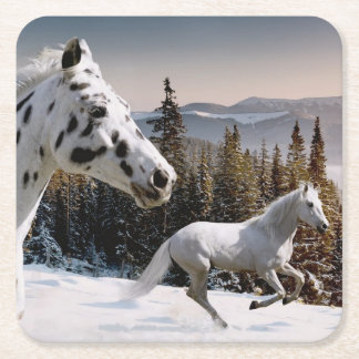 Posavasos Cuadrado De Papel País de las maravillas del invierno