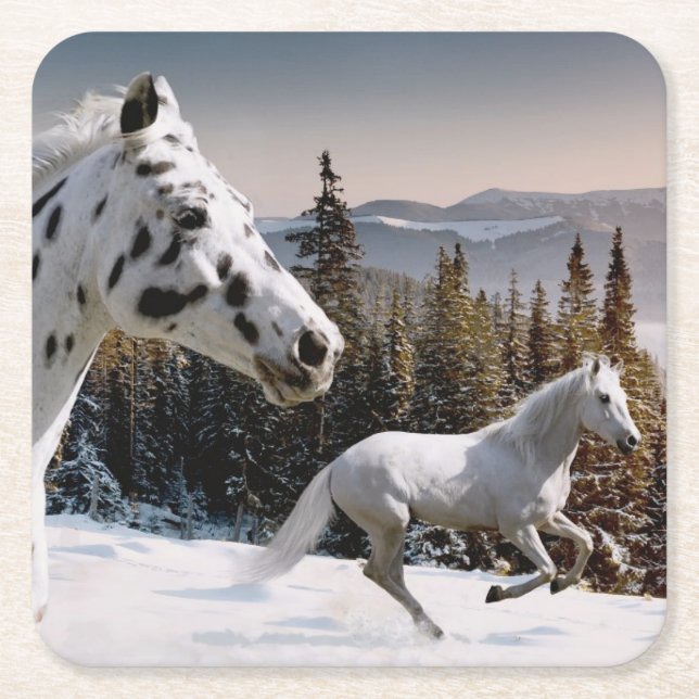 Posavasos Cuadrado De Papel País de las maravillas del invierno (Anverso)