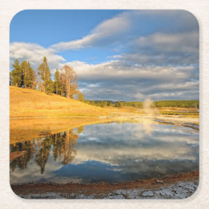 Posavasos Cuadrado De Papel Paisaje de Yellowstone