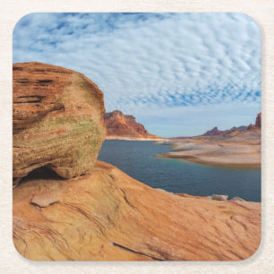 Posavasos Cuadrado De Papel Paisaje del lago Powell