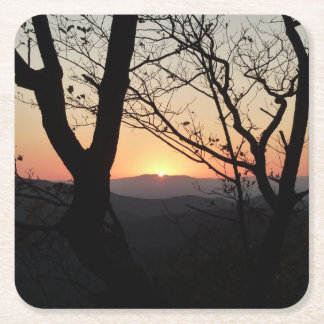 Posavasos Cuadrado De Papel Paisaje del Parque Nacional Shenandoah Sunset