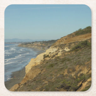 Posavasos Cuadrado De Papel Paisaje escénico de viaje de la costa de Californi