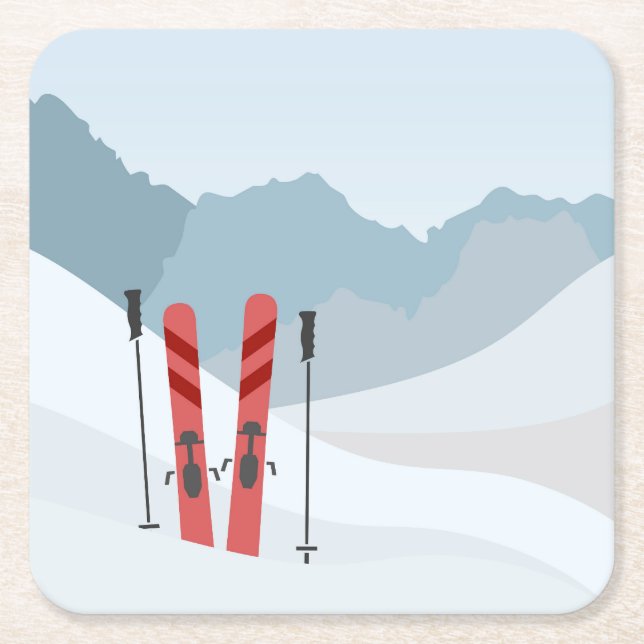 Posavasos Cuadrado De Papel Paisaje invernal (Anverso)