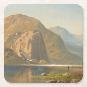 Posavasos Cuadrado De Papel Paisaje majestuoso yosemite de Albert Bierstadt