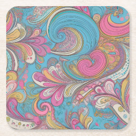 Posavasos Cuadrado De Papel Paisley Mauve Coaster