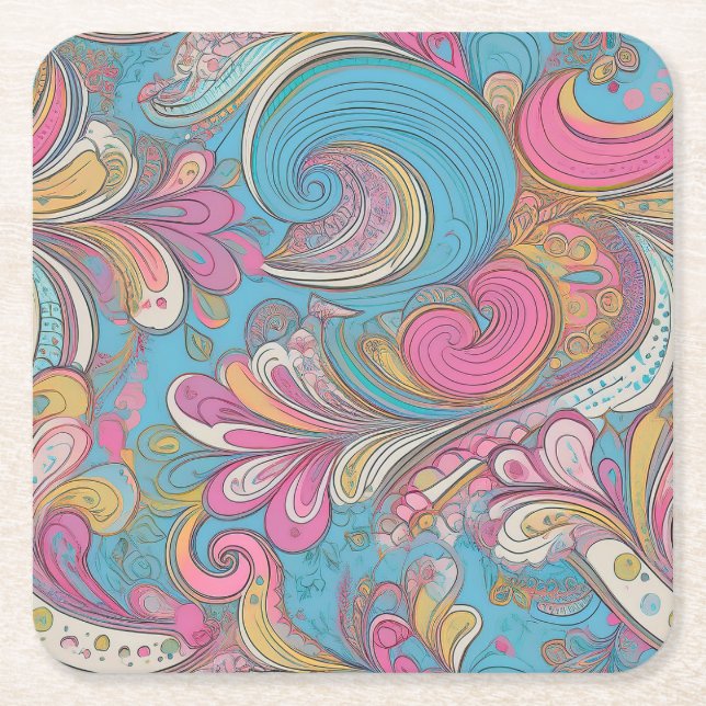 Posavasos Cuadrado De Papel Paisley Mauve Coaster (Anverso)