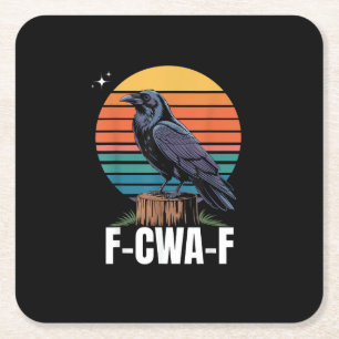 Posavasos Cuadrado De Papel Pájaro Cuervo Gracioso Retro F-Caw-F