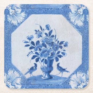 Posavasos Cuadrado De Papel Pájaros azules Delft flor francés Chic campestre 