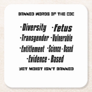 Posavasos Cuadrado De Papel Palabras Prohibidas De La Monstruación Del CDC