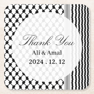 Posavasos Cuadrado De Papel Palestino Hatta Keffiyeh Gracias Boda