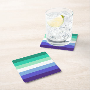 Posavasos Cuadrado De Papel Paleta de la bandera de hombres gays trans-inclusi