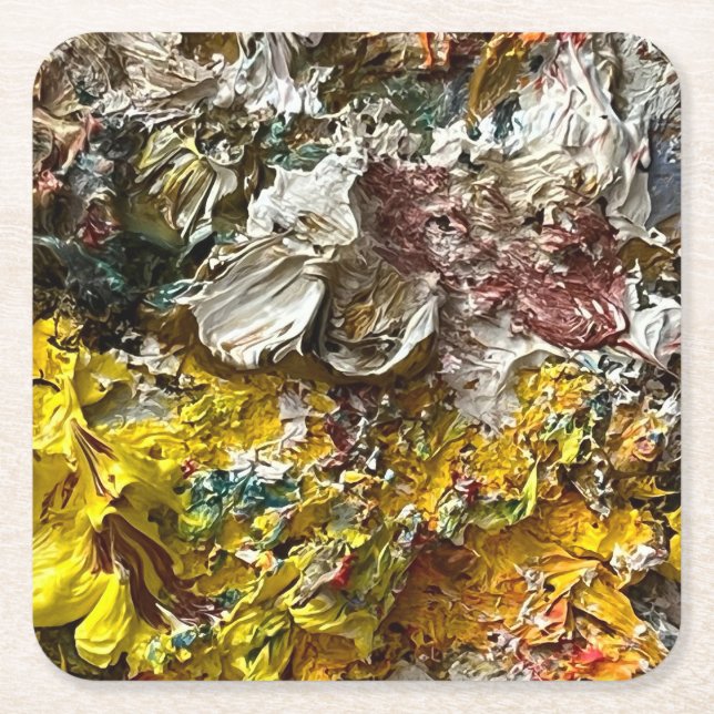 Posavasos Cuadrado De Papel Paleta del artista #1 (Anverso)