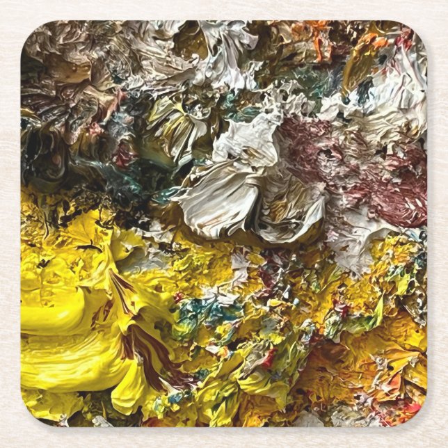 Posavasos Cuadrado De Papel Paleta del artista #1 (Anverso)