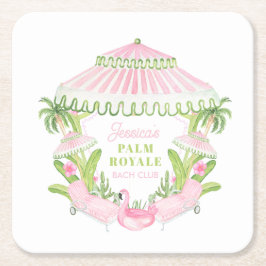 Posavasos Cuadrado De Papel Palm Beach Cabana Bach Club | Bachelorette 