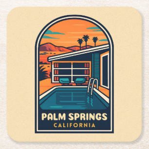 Posavasos Cuadrado De Papel Palm Springs California