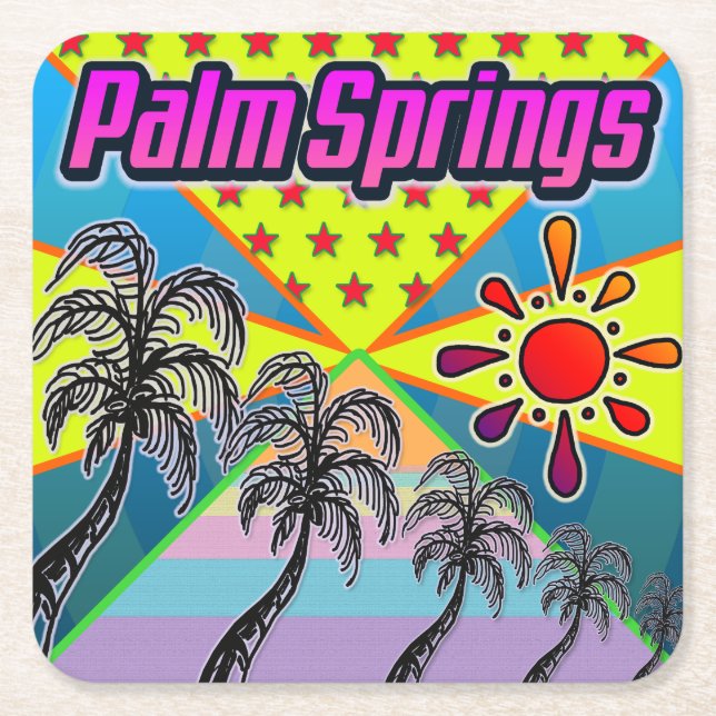 Posavasos Cuadrado De Papel Palm Springs  Freedom Coaster (Anverso)