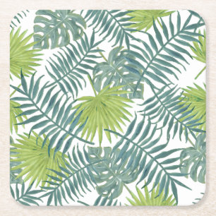 Posavasos Cuadrado De Papel Palm Tree Fronds Pintando Hawaian