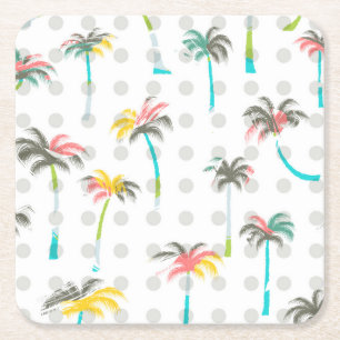 Posavasos Cuadrado De Papel Palmeras 2 de la acuarela