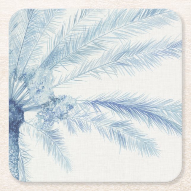 Posavasos Cuadrado De Papel Palmeras de Chambray II (Anverso)