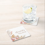 Posavasos Cuadrado De Papel Pampas Bohemias Grass Rubor Pink | Ducha de novia<br><div class="desc">Estos embutidos de papel cuadrado presentan una elegante temática floral rosa bohemia. El pasto de pampas y la disposición floral incorporan tonos suaves,  marrones y dorados. Se puede personalizar todo el texto.</div>