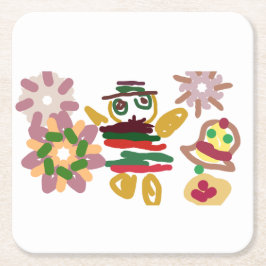Posavasos Cuadrado De Papel Pan de jengibre de baile loco