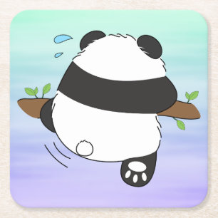 Posavasos Cuadrado De Papel Panda de escalada cúpula Doble cara Delantera