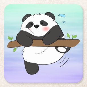 Posavasos Cuadrado De Papel Panda de escalada cúpula Doble cara Delantera