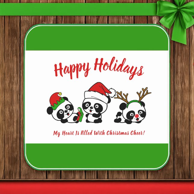Posavasos Cuadrado De Papel Pandas Navidades personalizados (Subido por el creador)
