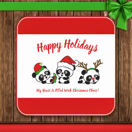 Posavasos Cuadrado De Papel Pandas Navidades personalizados