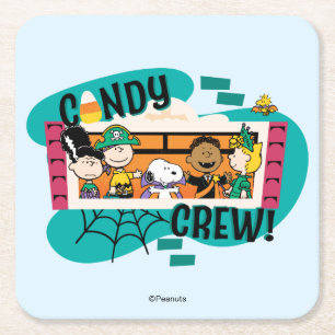 Posavasos Cuadrado De Papel Pandilla de Cacahuetes Crew de Dulces Halloween