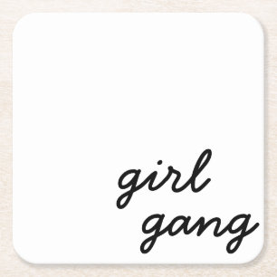 Posavasos Cuadrado De Papel pandilla de chicas guion lindo feminista moderno p