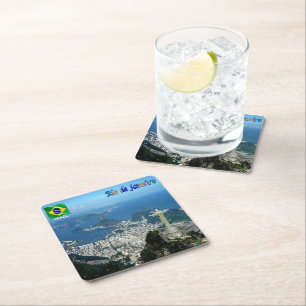 Posavasos Cuadrado De Papel panorámica zBR023 de RIO DE JANEIRO, Brasil,