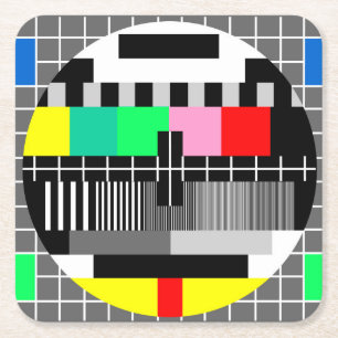 Posavasos Cuadrado De Papel Pantalla de prueba de tv de color retro