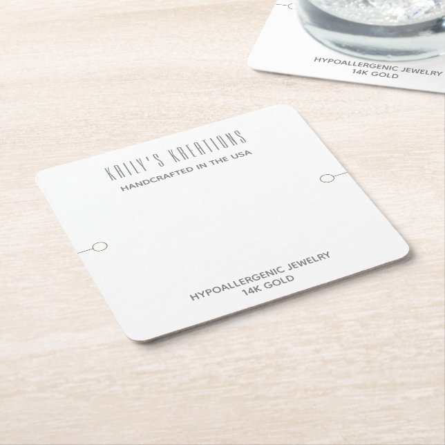 Posavasos Cuadrado De Papel Pantalla moderna de pulsera blanca (En perspectiva)