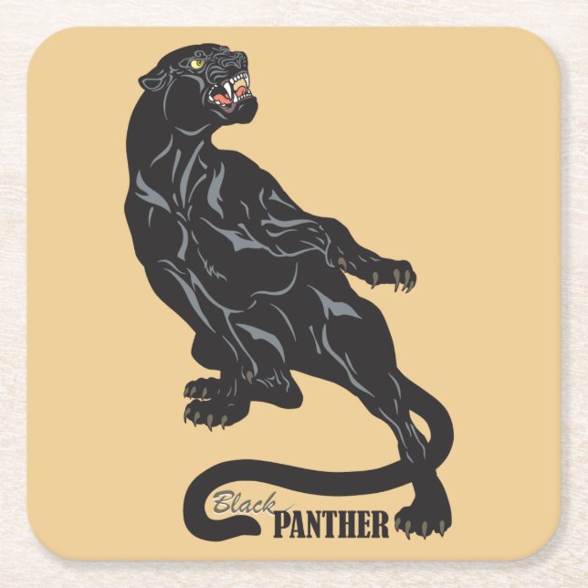 Posavasos Cuadrado De Papel pantera negra (Anverso)