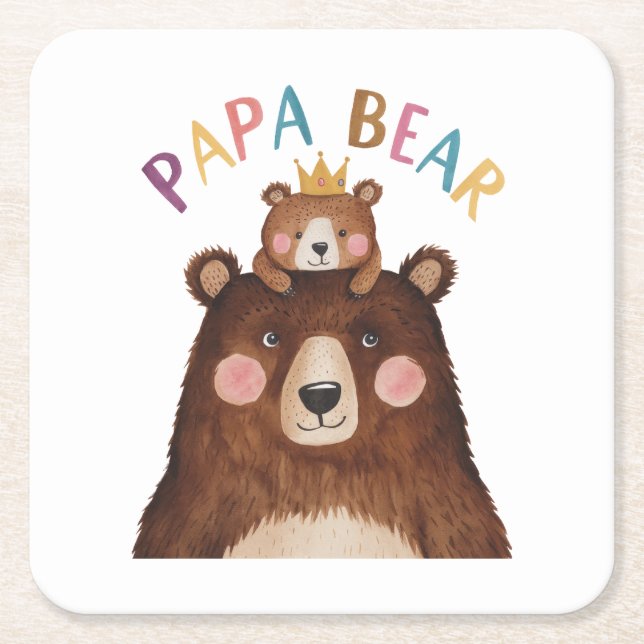Posavasos Cuadrado De Papel Papa Bear (Anverso)
