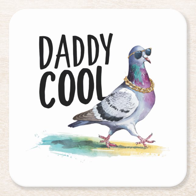 Posavasos Cuadrado De Papel Papá Cool (Anverso)
